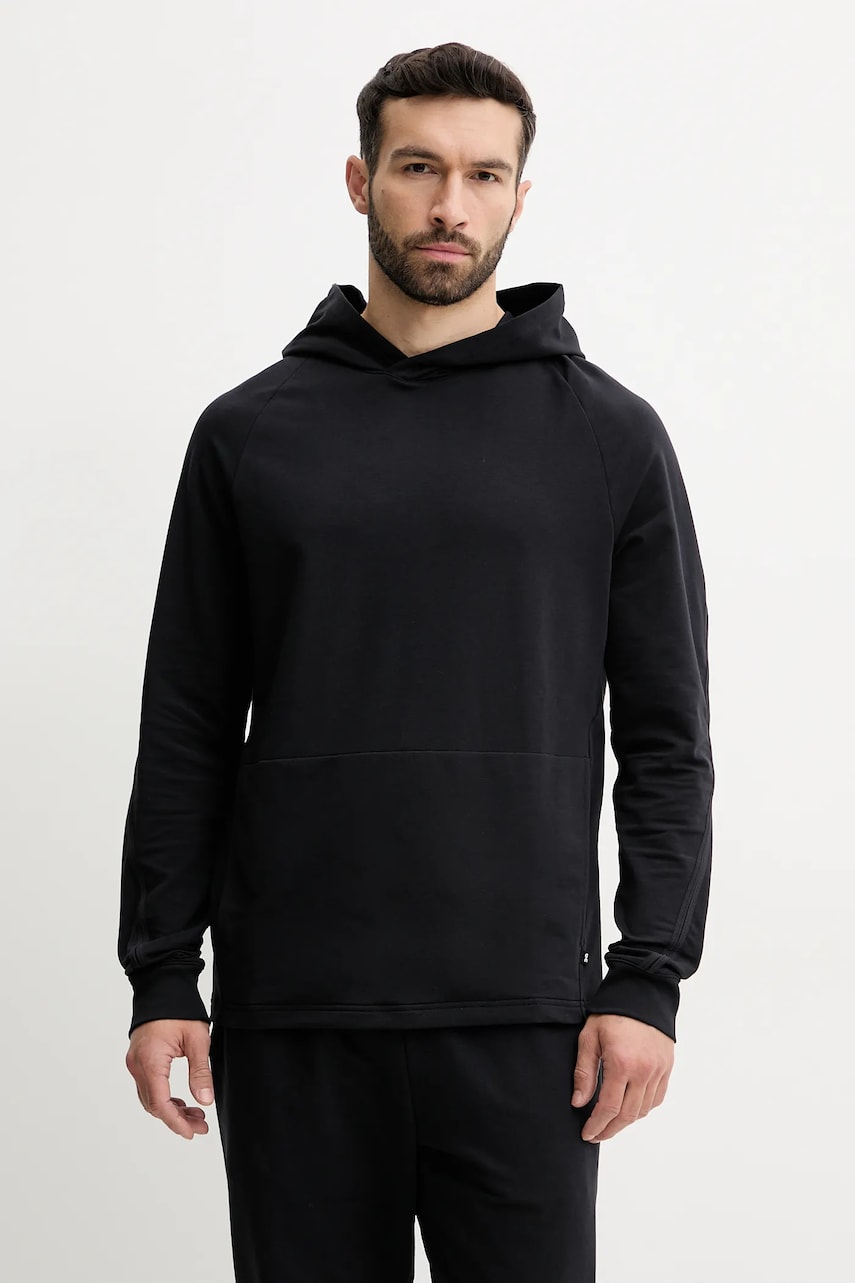 ON running bluză trening Studio culoarea negru, cu glugă, neted, 1MF11760553 ON running bluză trening Studio culoarea negru, cu glugă, neted, 1MF11760553