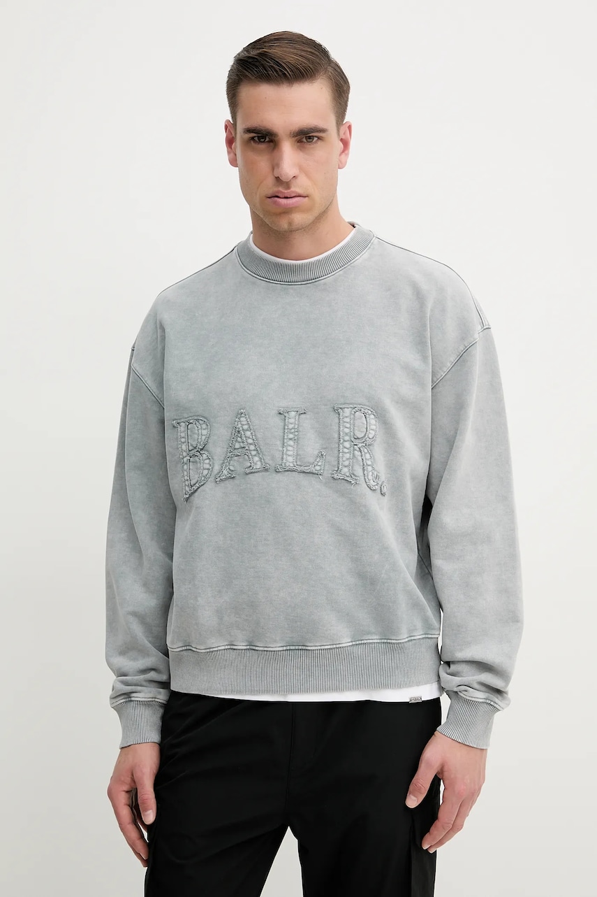 BALR. hanorac de bumbac barbati, culoarea gri, uni, B1262.1093