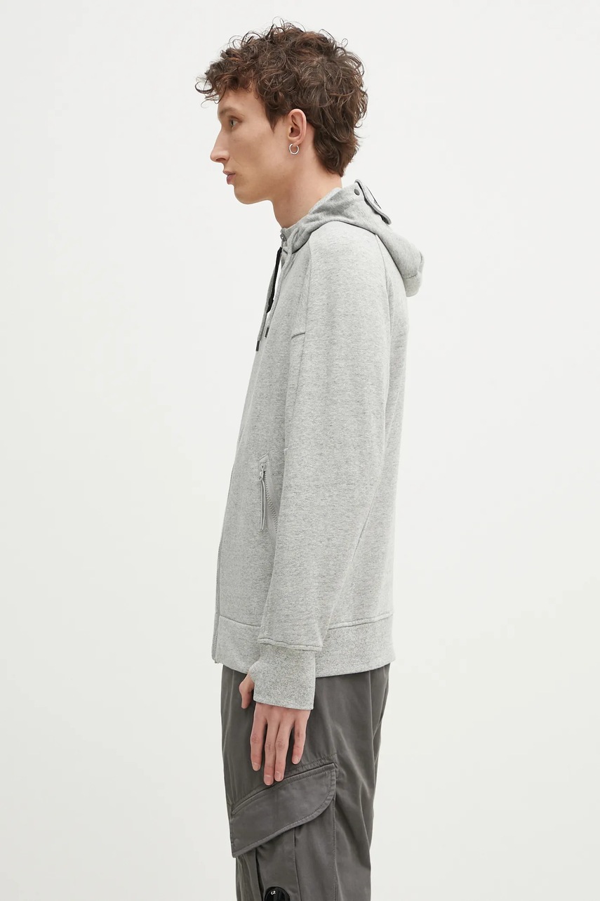 Хлопковая кофта C.P. Company мужская цвет серый с капюшоном однотонная 18CMSS028A005086W