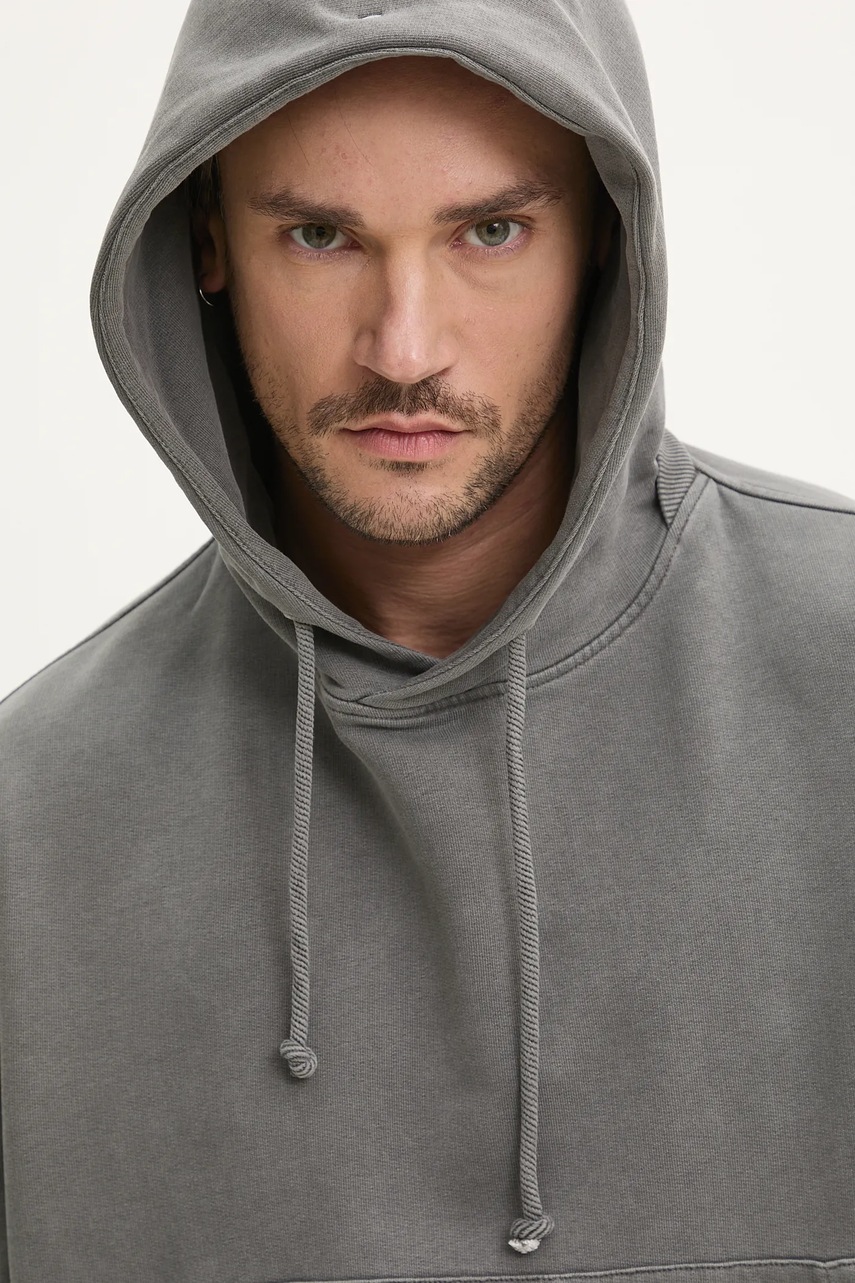 Βαμβακερή μπλούζα CAMPERLAB χρώμα: γκρι, με κουκούλα, AU00018.001 φωτογραφία