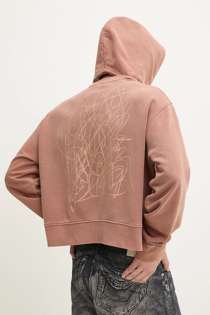 CAMPERLAB hanorac de bumbac barbati, culoarea portocaliu, cu glugă, cu imprimeu, AU00018.002