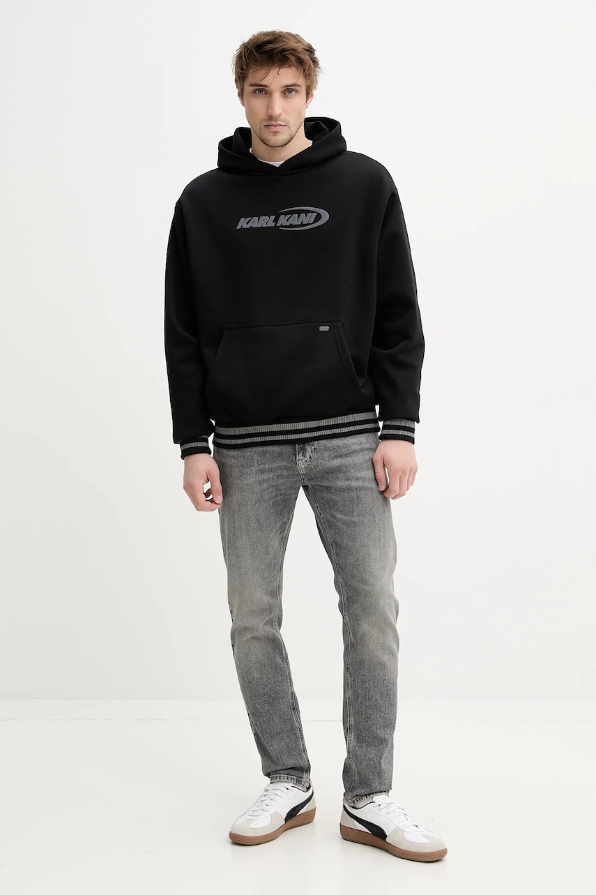 Хлопковая кофта Karl Kani мужская цвет чёрный с капюшоном с принтом 60210341 Хлопковая кофта Karl Kani мужская цвет чёрный с капюшоном с принтом 60210341