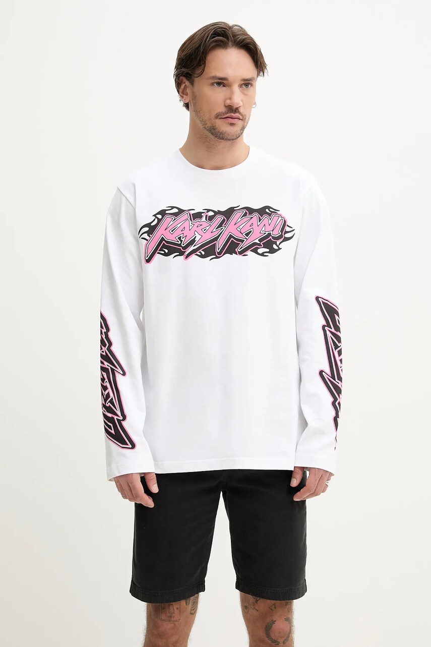 Karl Kani longsleeve din bumbac culoarea alb, cu imprimeu, 60240035