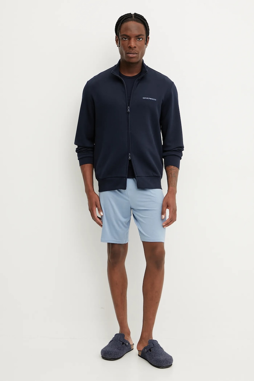 Кофта лаунж Emporio Armani Underwear мужская цвет синий однотонная EM001386 AF10790 Кофта лаунж Emporio Armani Underwear мужская цвет синий однотонная EM001386 AF10790