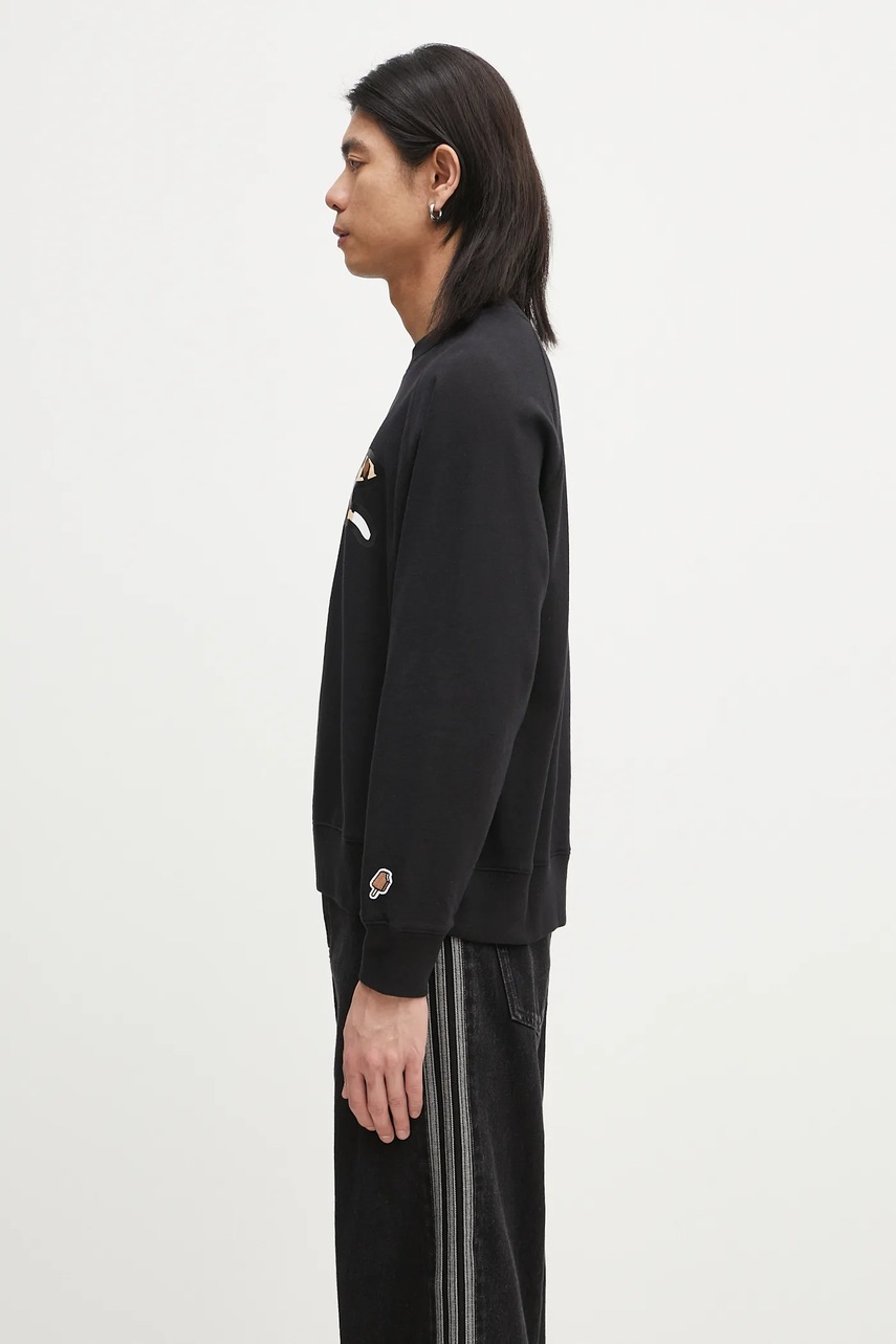 Хлопковая кофта ICECREAM Running Dog Crewneck мужская цвет чёрный с принтом IC25129