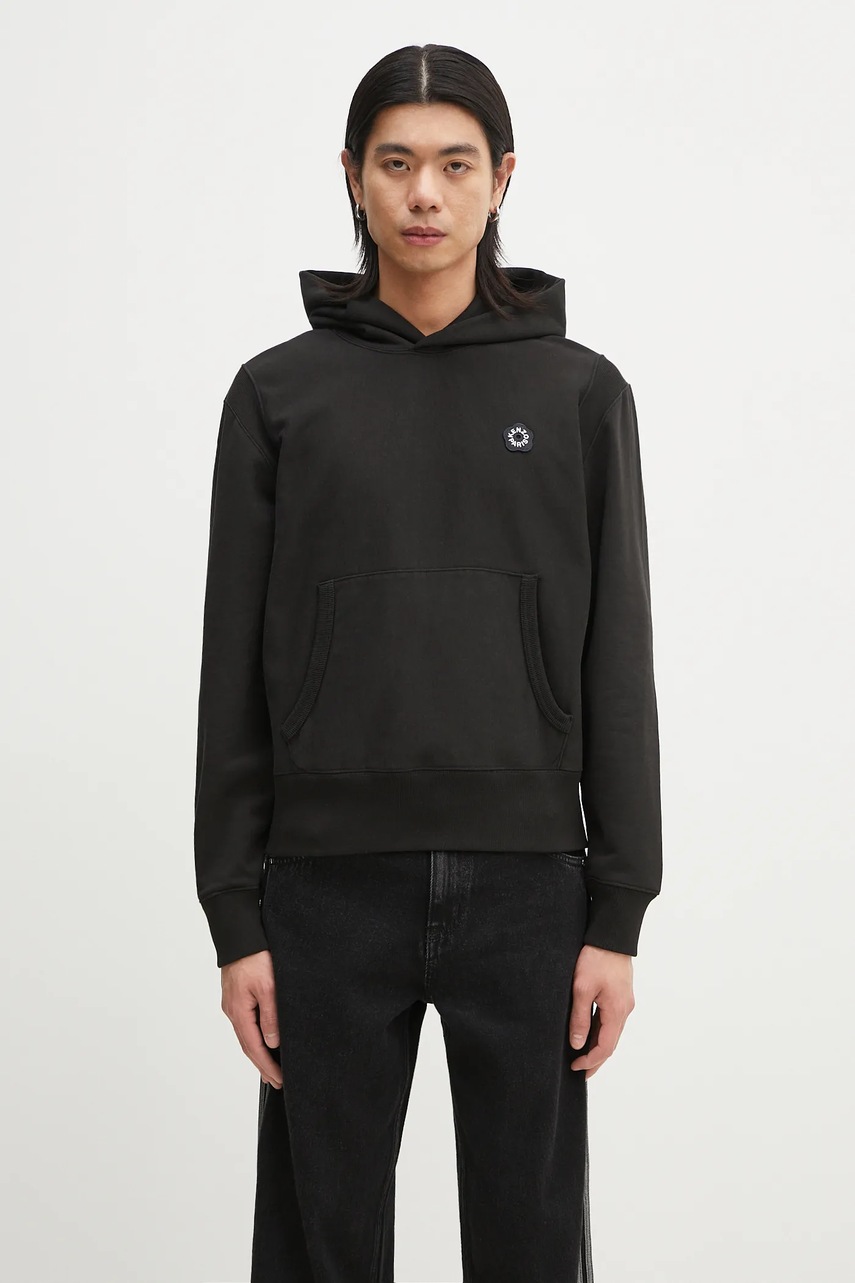 Kenzo hanorac de bumbac Boke Flower 2.0 bărbați, culoarea negru, cu glugă, uni, FF55SW2554MC.99J