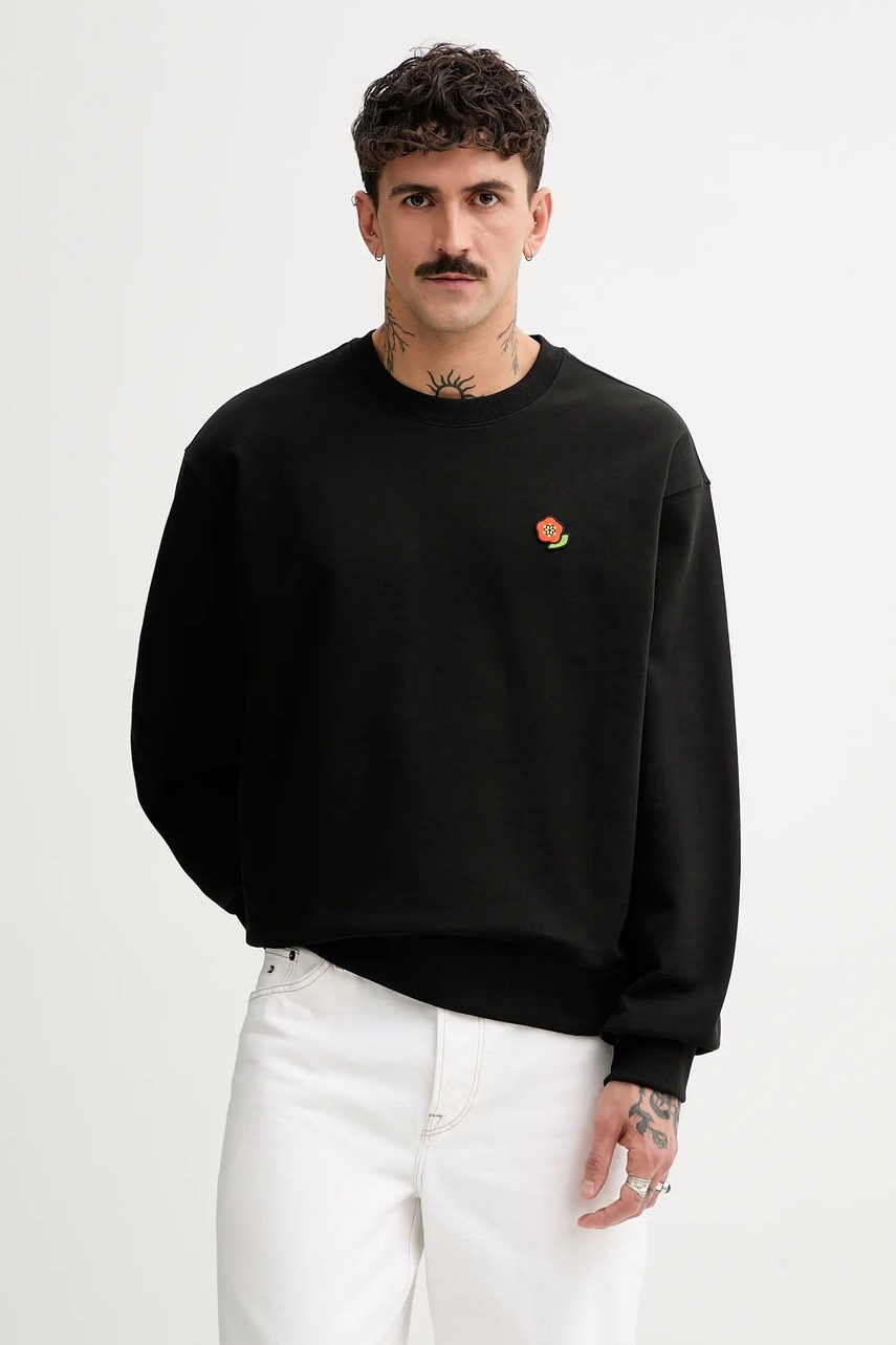 Kenzo hanorac de bumbac bărbați, culoarea negru, uni, FF55SW2654MF.99J