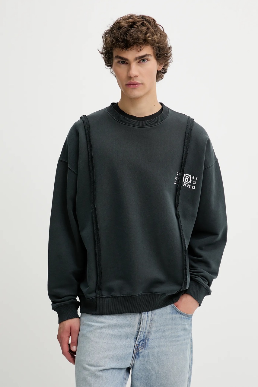 MM6 Maison Margiela hanorac de bumbac culoarea gri, uni, SH2GU0019