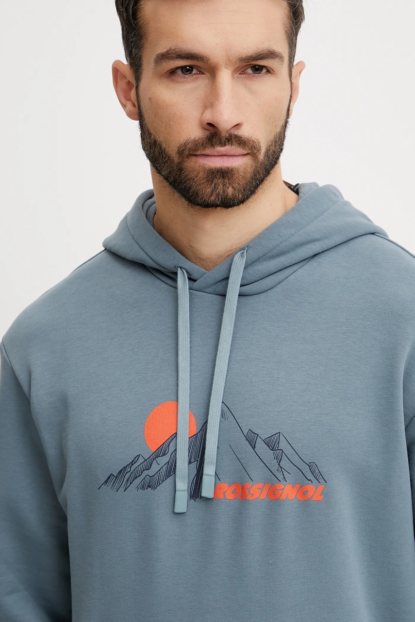 Μπλούζα Rossignol Waterfall χρώμα: μπλε, με κουκούλα, RLNMS10 φωτογραφία