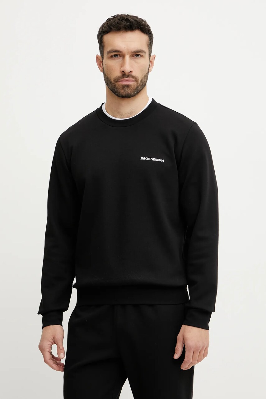 Levně Mikina Emporio Armani Underwear pánská, černá barva, hladká, EM000520 AF10790
