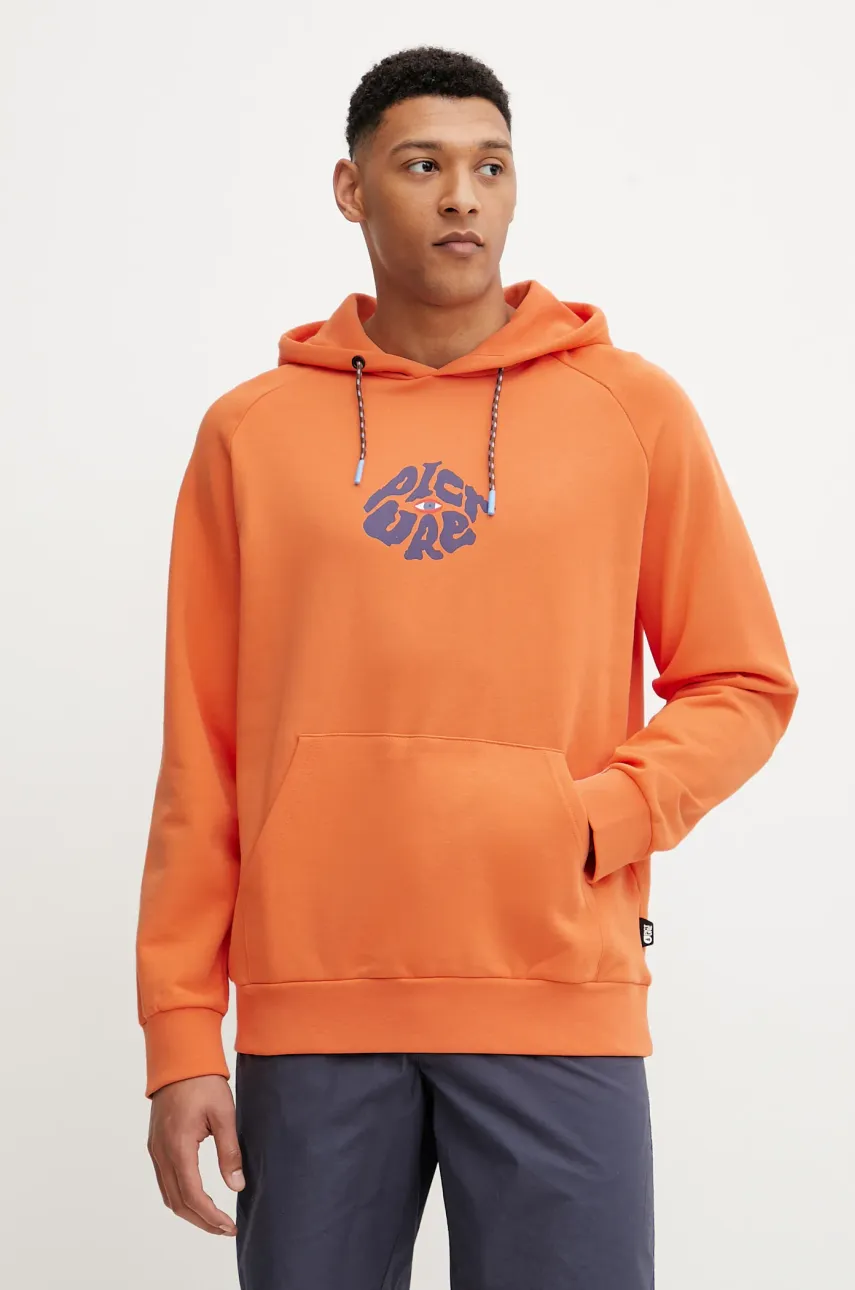 Picture hanorac de bumbac Thru Eye culoarea portocaliu, cu glugă, cu imprimeu, MSW0467