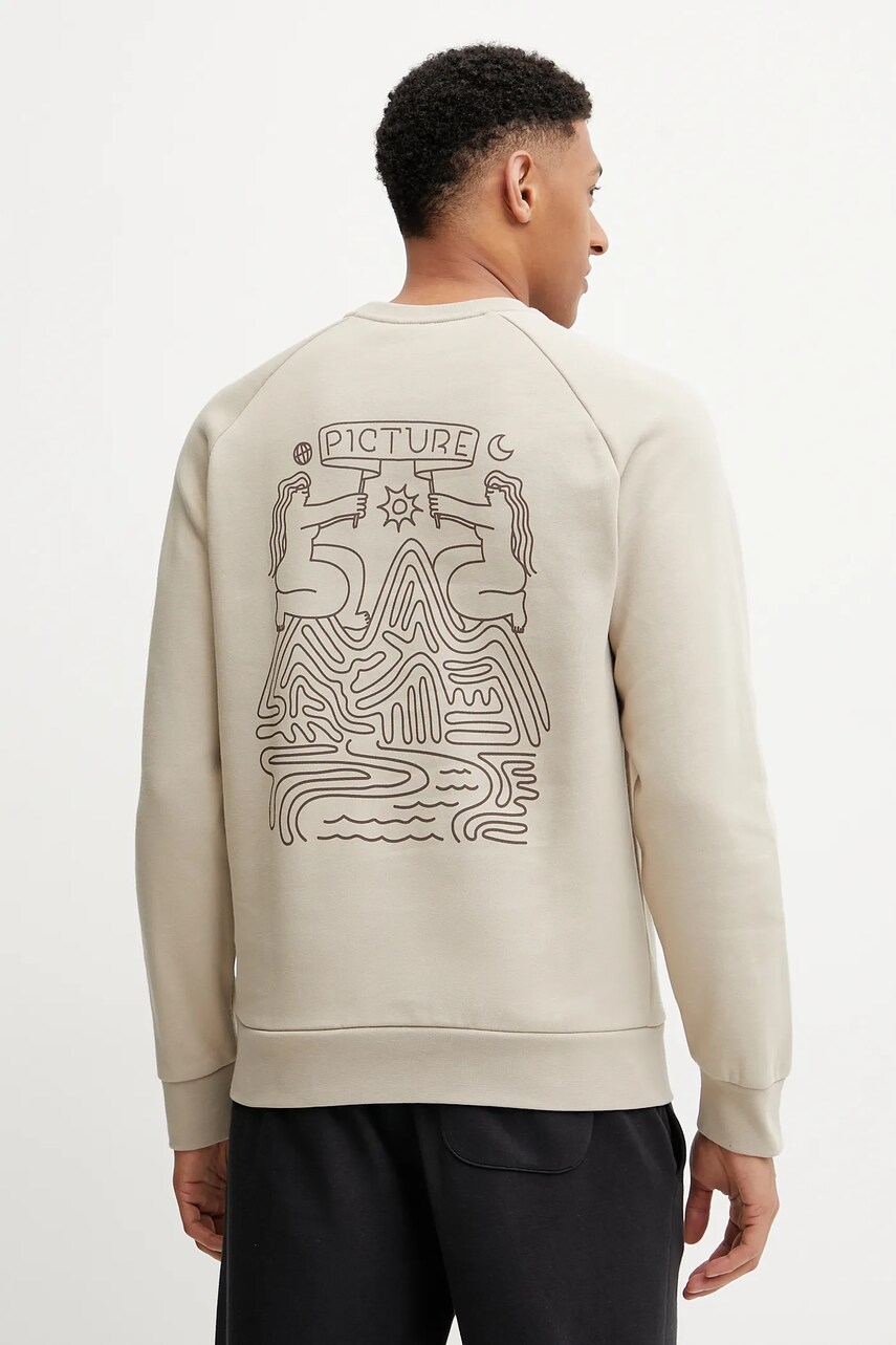 Picture hanorac de bumbac Terra culoarea bej, cu imprimeu, MSW0475