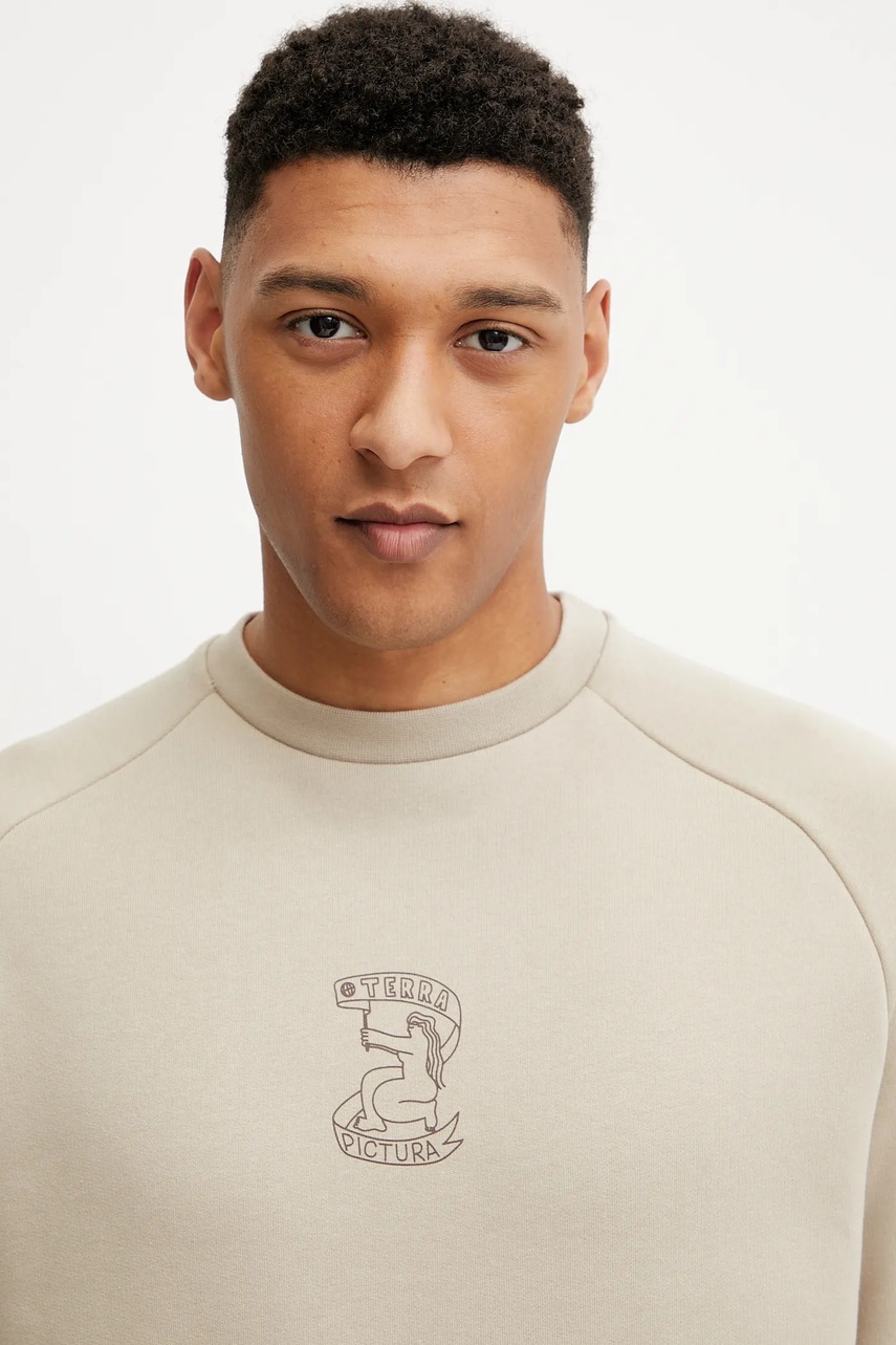 Βαμβακερή μπλούζα Picture Terra χρώμα: μπεζ, MSW0475 φωτογραφία