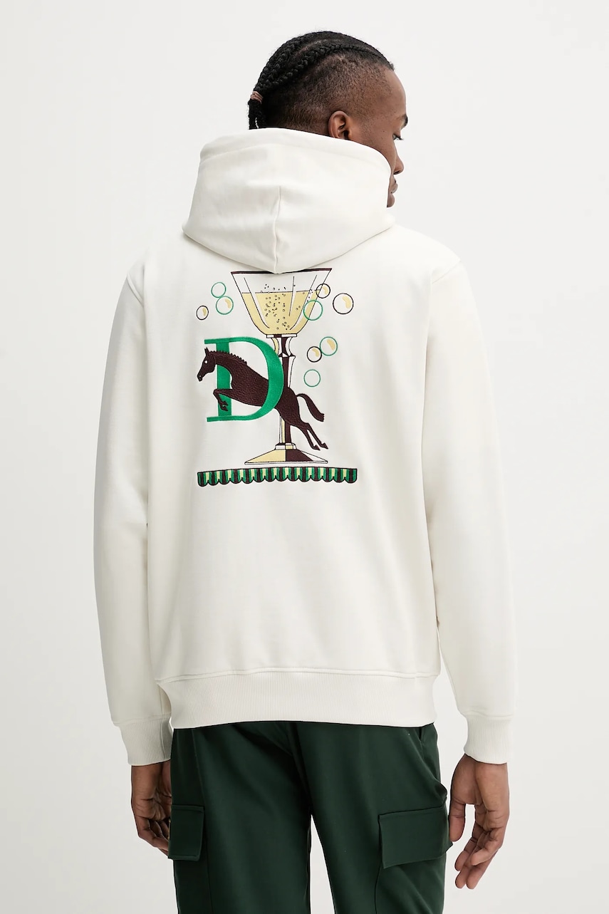 Drôle de Monsieur hanorac de bumbac Le Hoodie Polo culoarea bej, cu glugă, cu imprimeu, G-HO178-CO200-OW Drôle de Monsieur hanorac de bumbac Le Hoodie Polo culoarea bej, cu glugă, cu imprimeu, G-HO178-CO200-OW