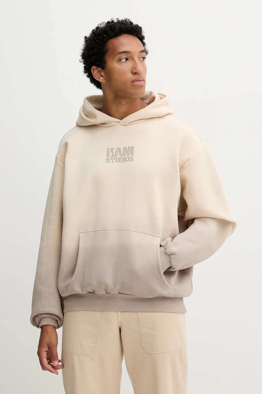 Кофта Karl Kani цвет бежевый с капюшоном узор PD00005318