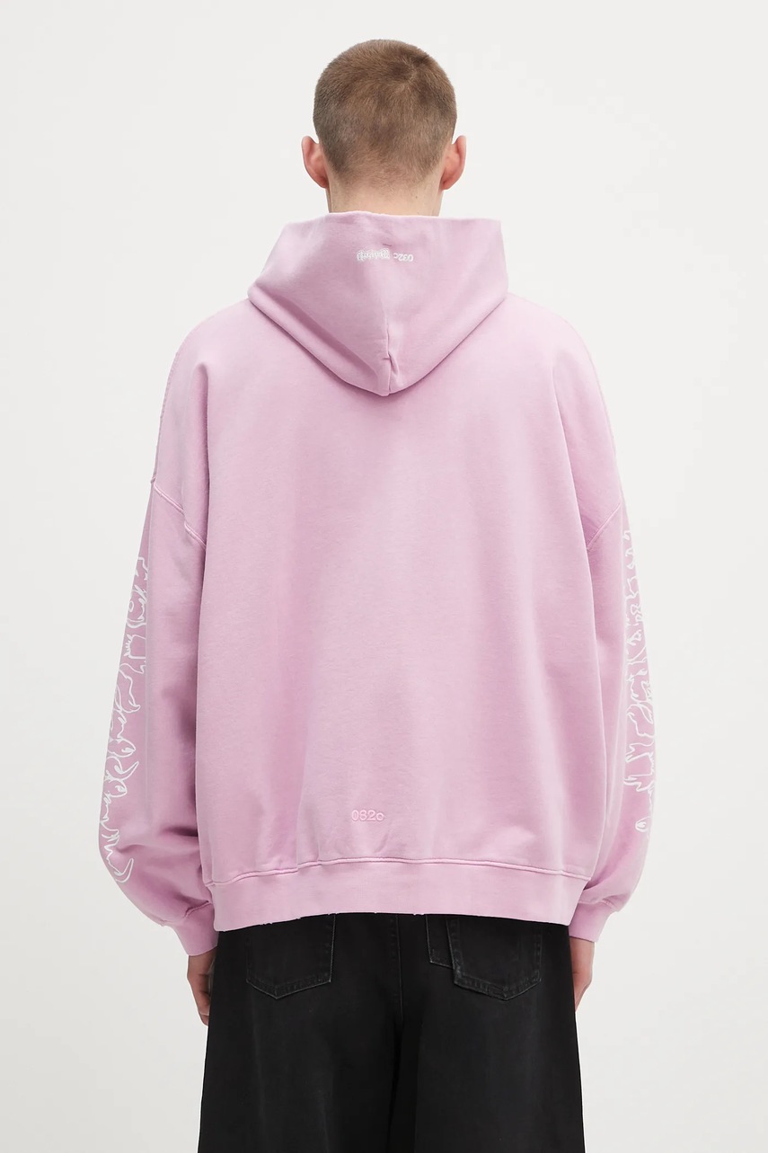 032C bluza bawełniana 'Faithless' męska kolor fioletowy z kapturem z nadrukiem S25-URC-0631-850