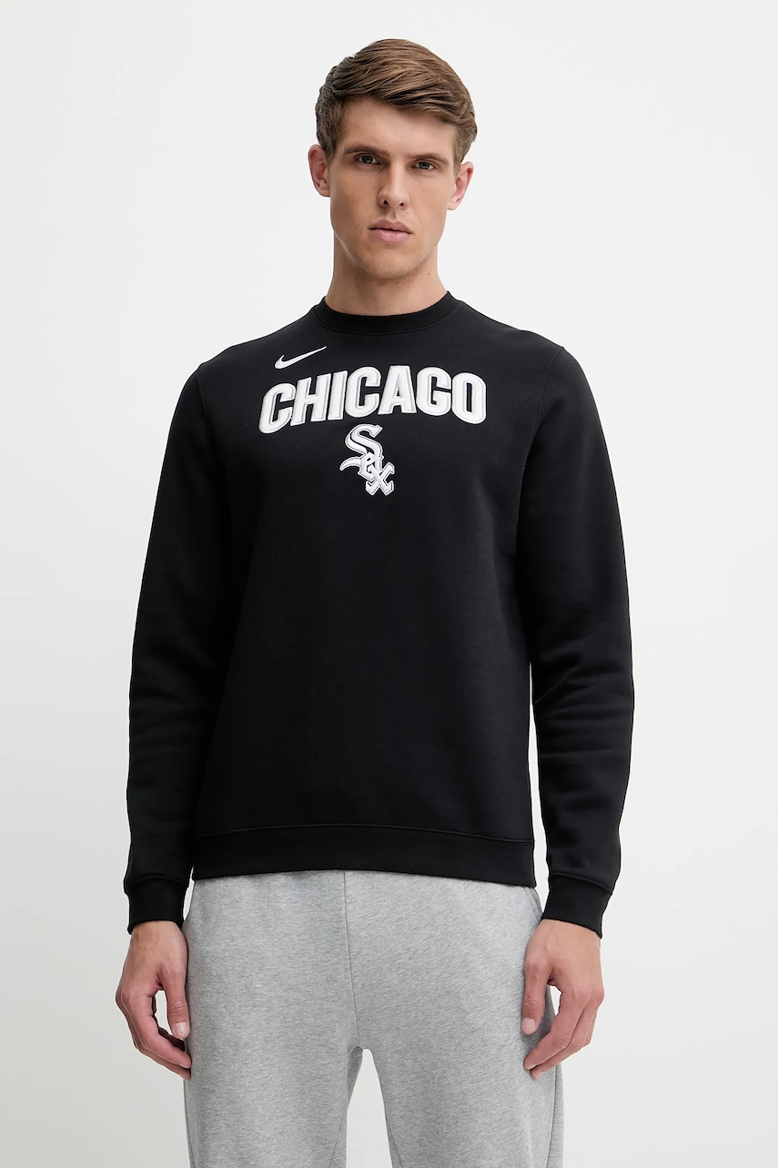Nike bluză Chicago White Sox culoarea negru, cu imprimeu, NKPU-912Z-RX-LYA