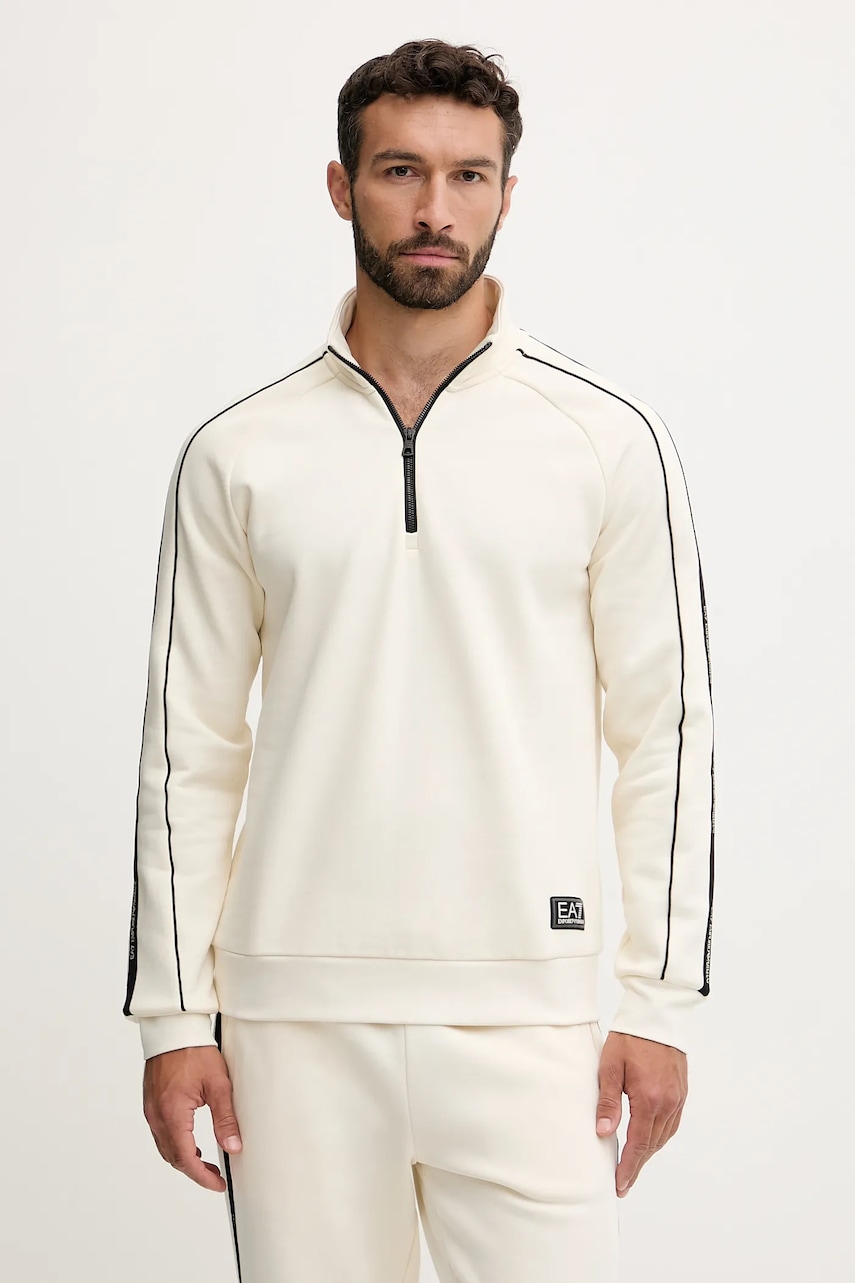 EA7 Emporio Armani bluză culoarea bej, cu imprimeu, AF10377-7M000971