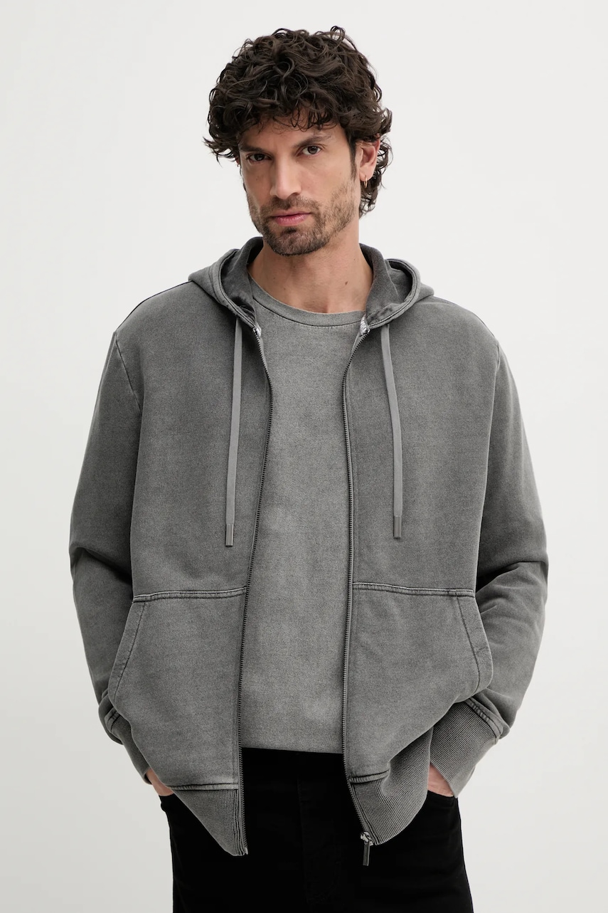 MICHAEL Michael Kors hanorac de bumbac culoarea gri, cu glugă, melanj, UR552JL5DC MICHAEL Michael Kors hanorac de bumbac culoarea gri, cu glugă, melanj, UR552JL5DC