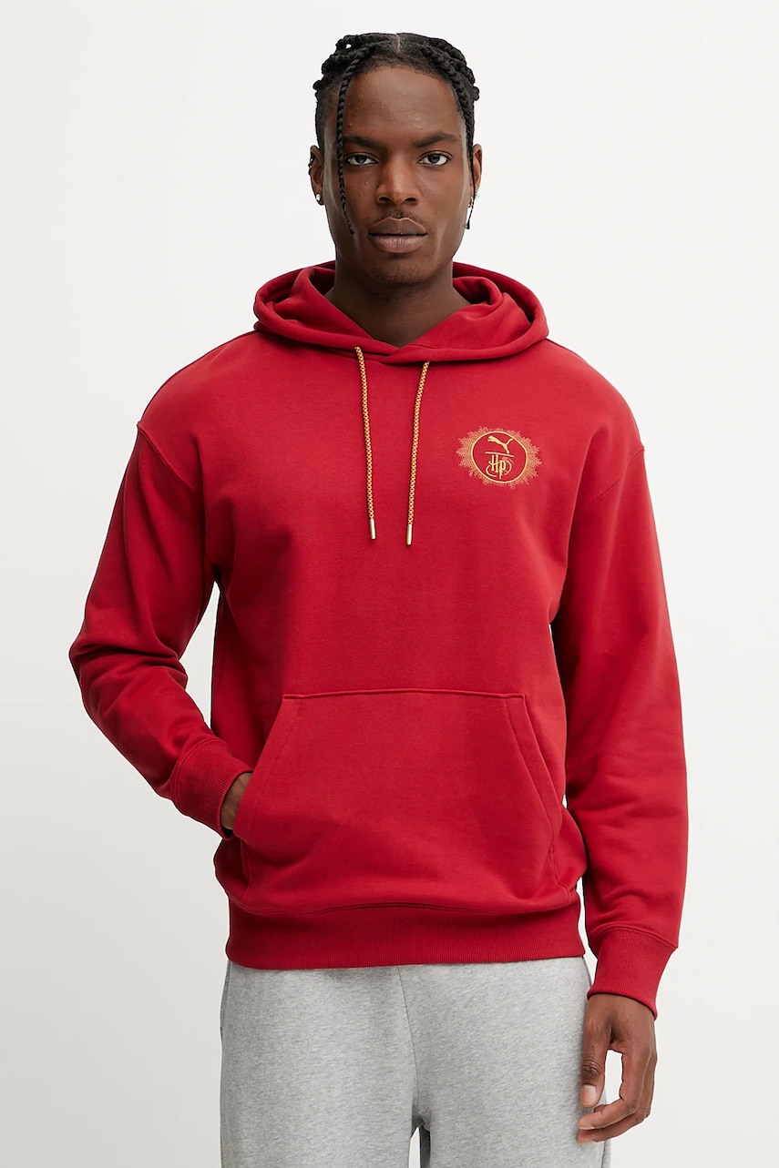 Puma hanorac de bumbac PUMA x HARRY POTTER culoarea bordo, cu glugă, cu imprimeu, 630093 Puma hanorac de bumbac PUMA x HARRY POTTER culoarea bordo, cu glugă, cu imprimeu, 630093