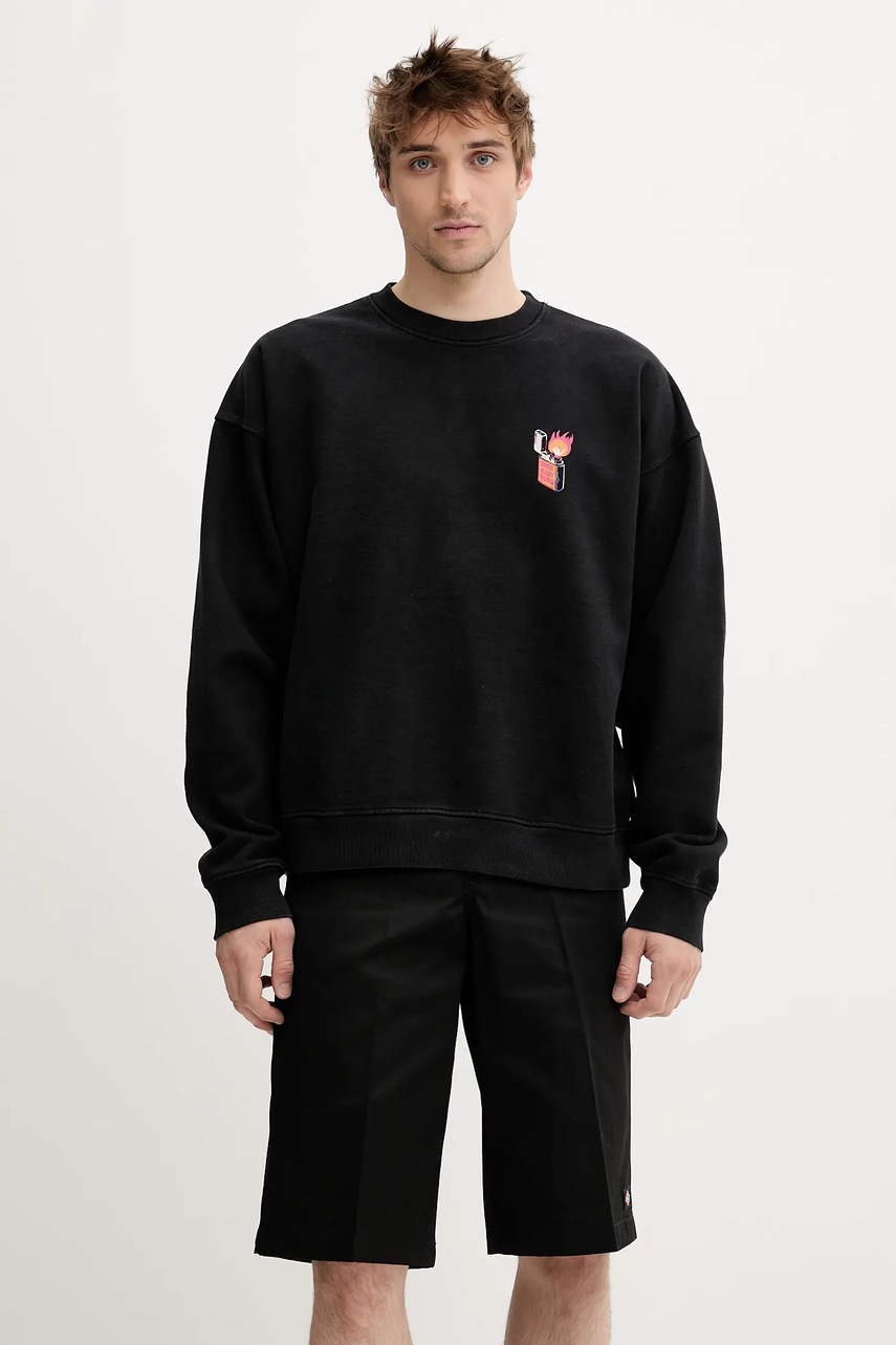 Хлопковая кофта цвет чёрный с принтом AQ077-01-G002