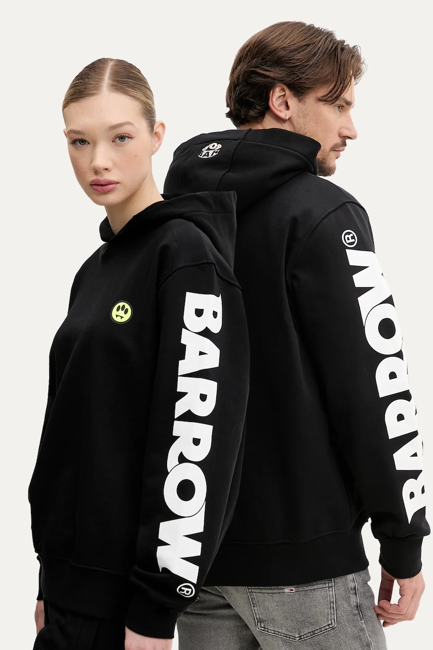 Barrow hanorac de bumbac culoarea negru, cu glugă, cu imprimeu, S5BWUAHS086