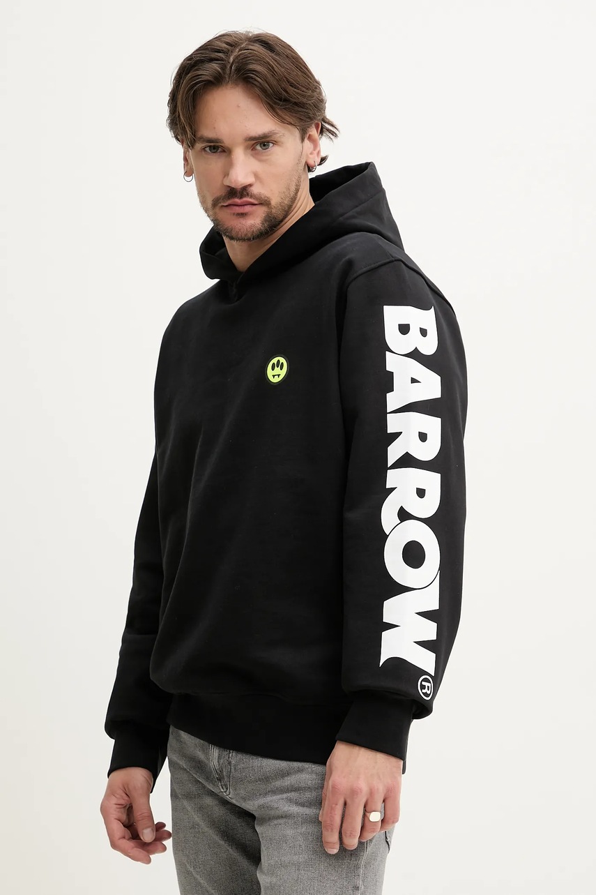 Barrow hanorac de bumbac culoarea negru, cu glugă, cu imprimeu, S5BWUAHS086