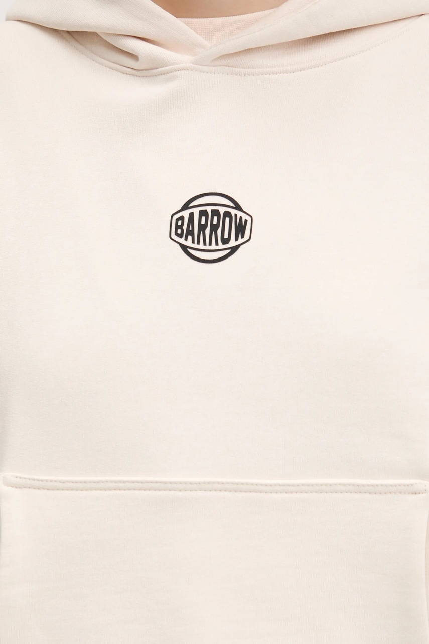 Βαμβακερή μπλούζα Barrow χρώμα: μπεζ, με κουκούλα, S5BWUAHS158 φωτογραφία