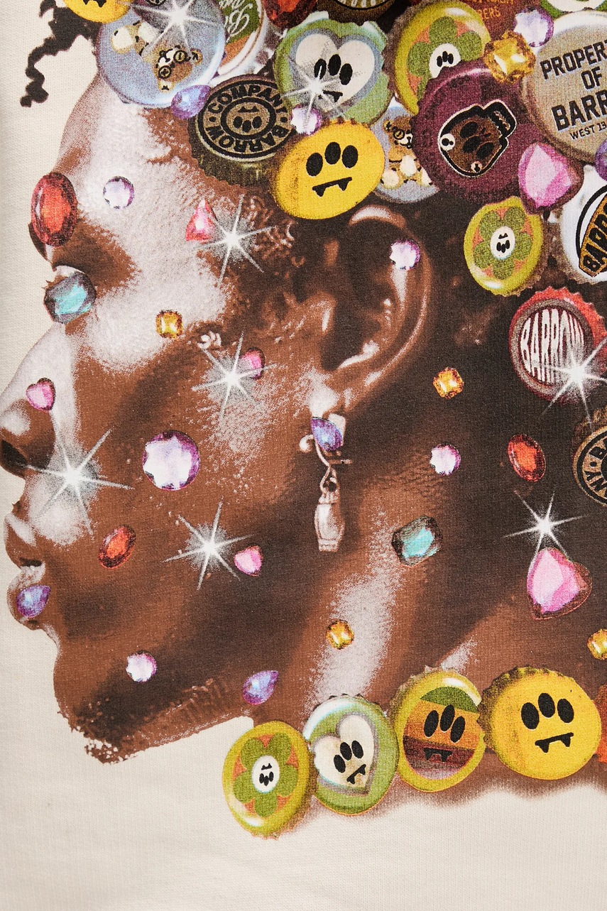 Βαμβακερή μπλούζα Barrow χρώμα: μπεζ, με κουκούλα, S5BWUAHS158 φωτογραφία