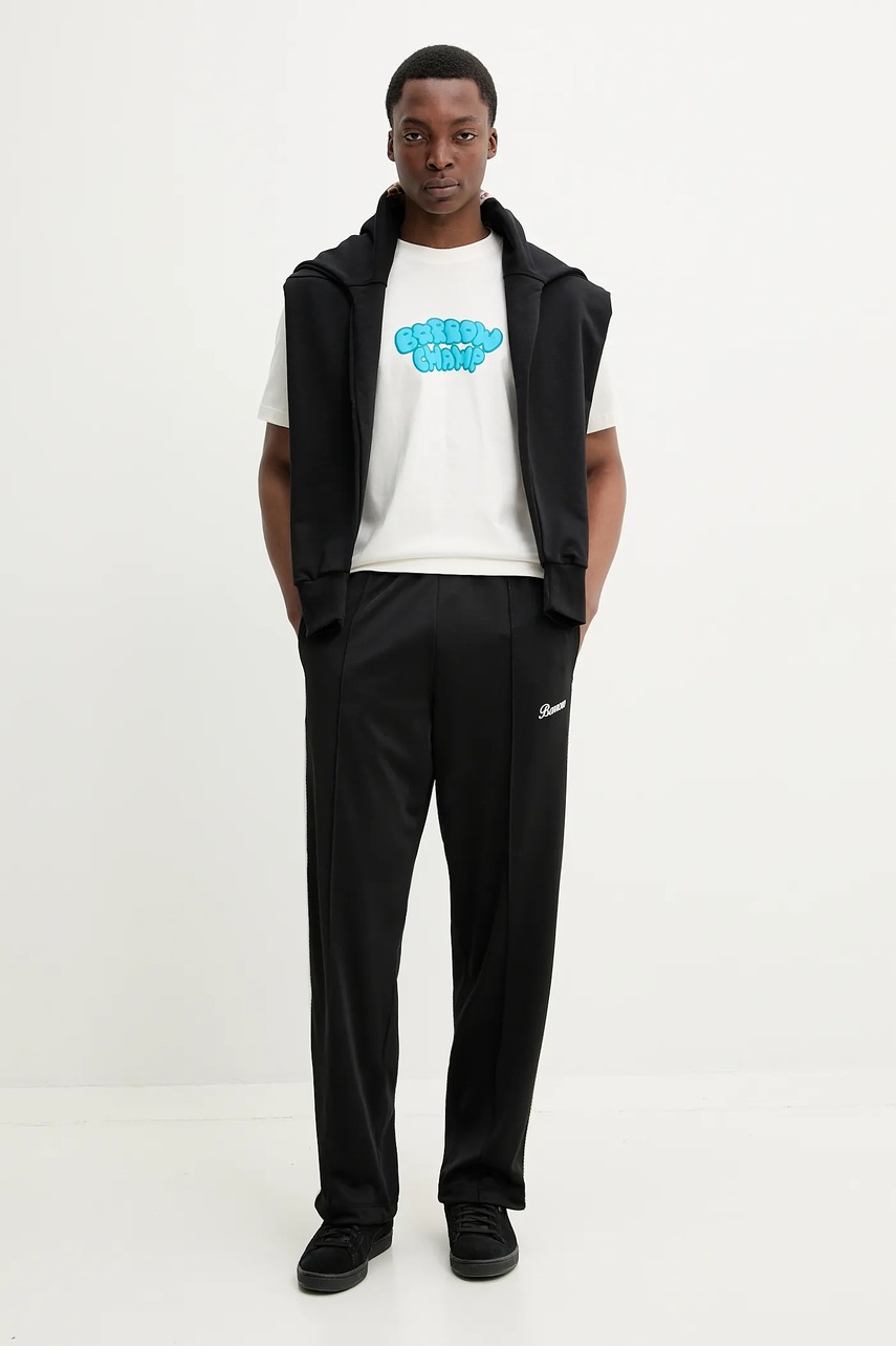 Βαμβακερή μπλούζα Barrow χρώμα: μαύρο, με κουκούλα, S5BWUAHS158 φωτογραφία