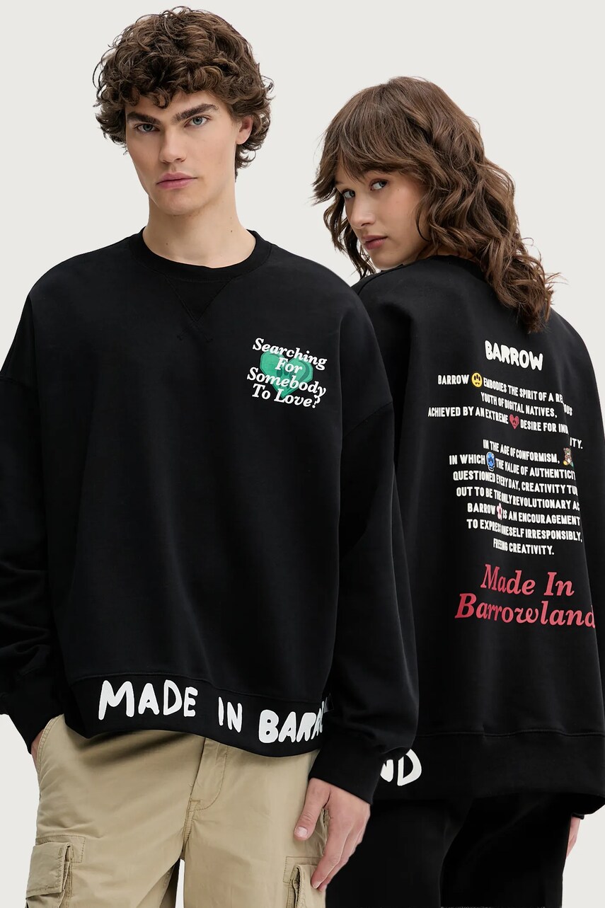 Barrow hanorac de bumbac culoarea negru, cu imprimeu, S5BWUASW059