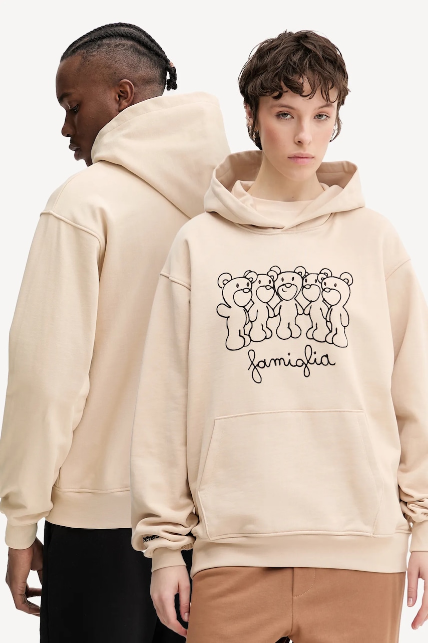 Inbetweeners hanorac de bumbac culoarea bej, cu glugă, cu imprimeu, S5TWUAHS029