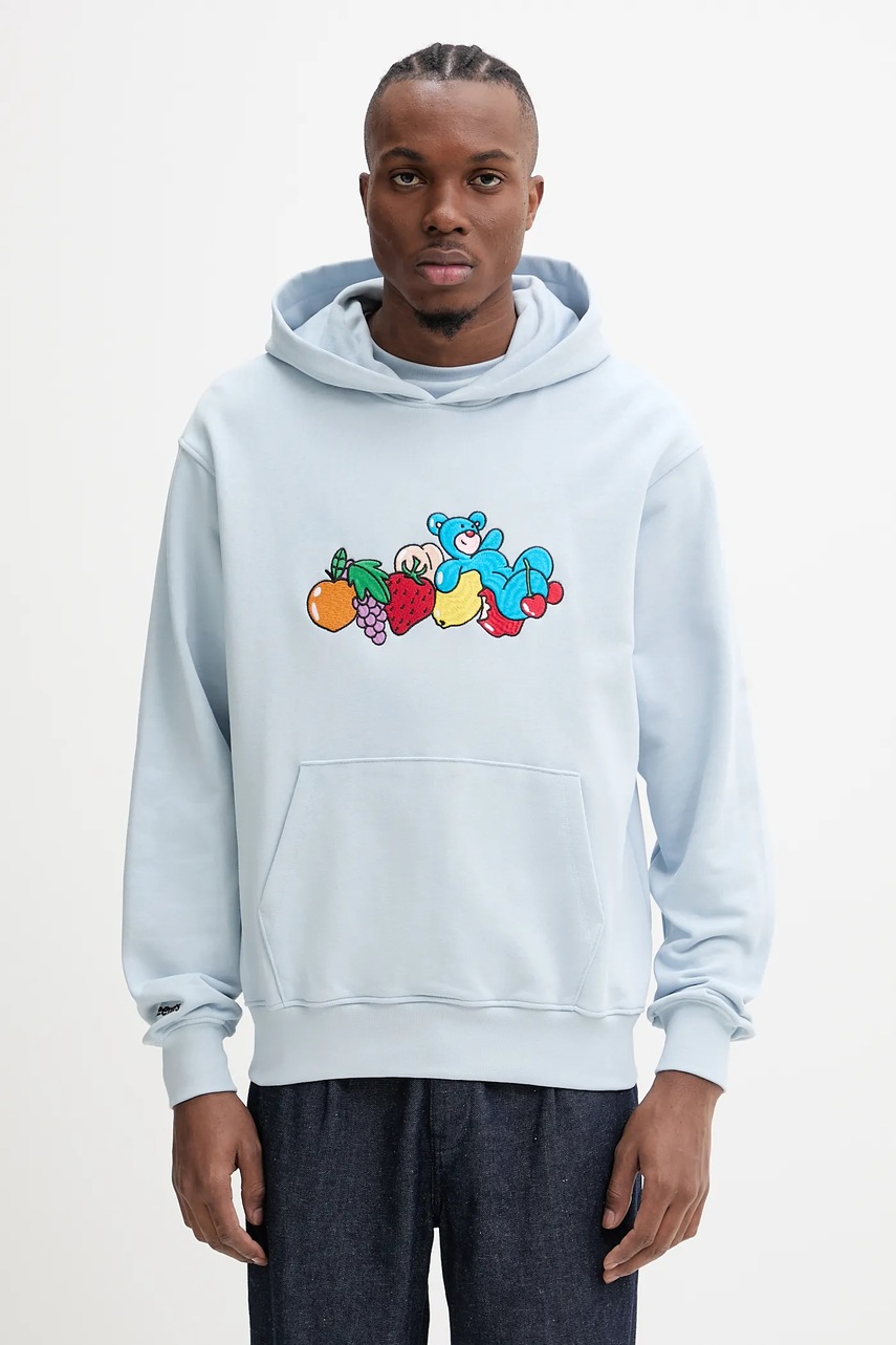 Βαμβακερή μπλούζα Inbetweeners χρώμα: μπλε, με κουκούλα, S5TWUAHS032 φωτογραφία