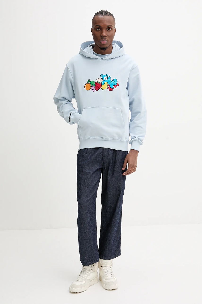 Βαμβακερή μπλούζα Inbetweeners χρώμα: μπλε, με κουκούλα, S5TWUAHS032 φωτογραφία