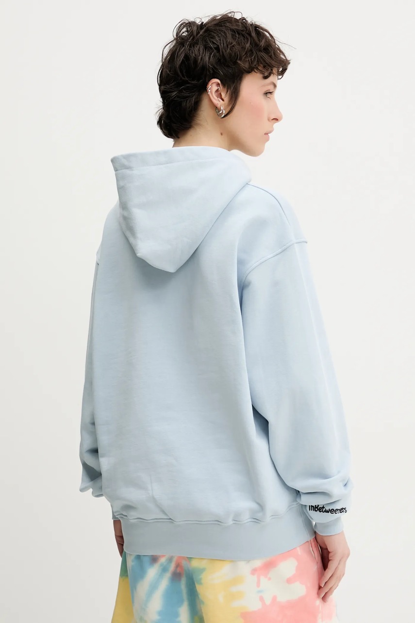 Βαμβακερή μπλούζα Inbetweeners χρώμα: μπλε, με κουκούλα, S5TWUAHS032 φωτογραφία