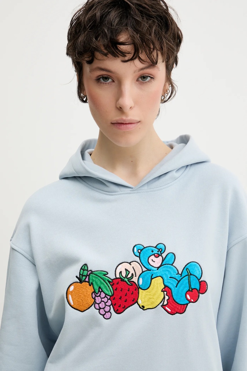 Βαμβακερή μπλούζα Inbetweeners χρώμα: μπλε, με κουκούλα, S5TWUAHS032 φωτογραφία