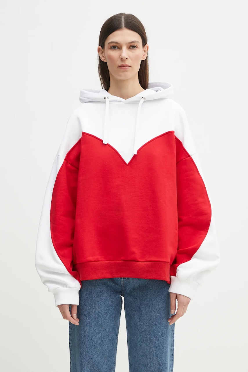 Хлопковая кофта Fiorucci Heart Relaxed Fit цвет белый с капюшоном узор U02SPSHO092CJ05RD01 Хлопковая кофта Fiorucci Heart Relaxed Fit цвет белый с капюшоном узор U02SPSHO092CJ05RD01