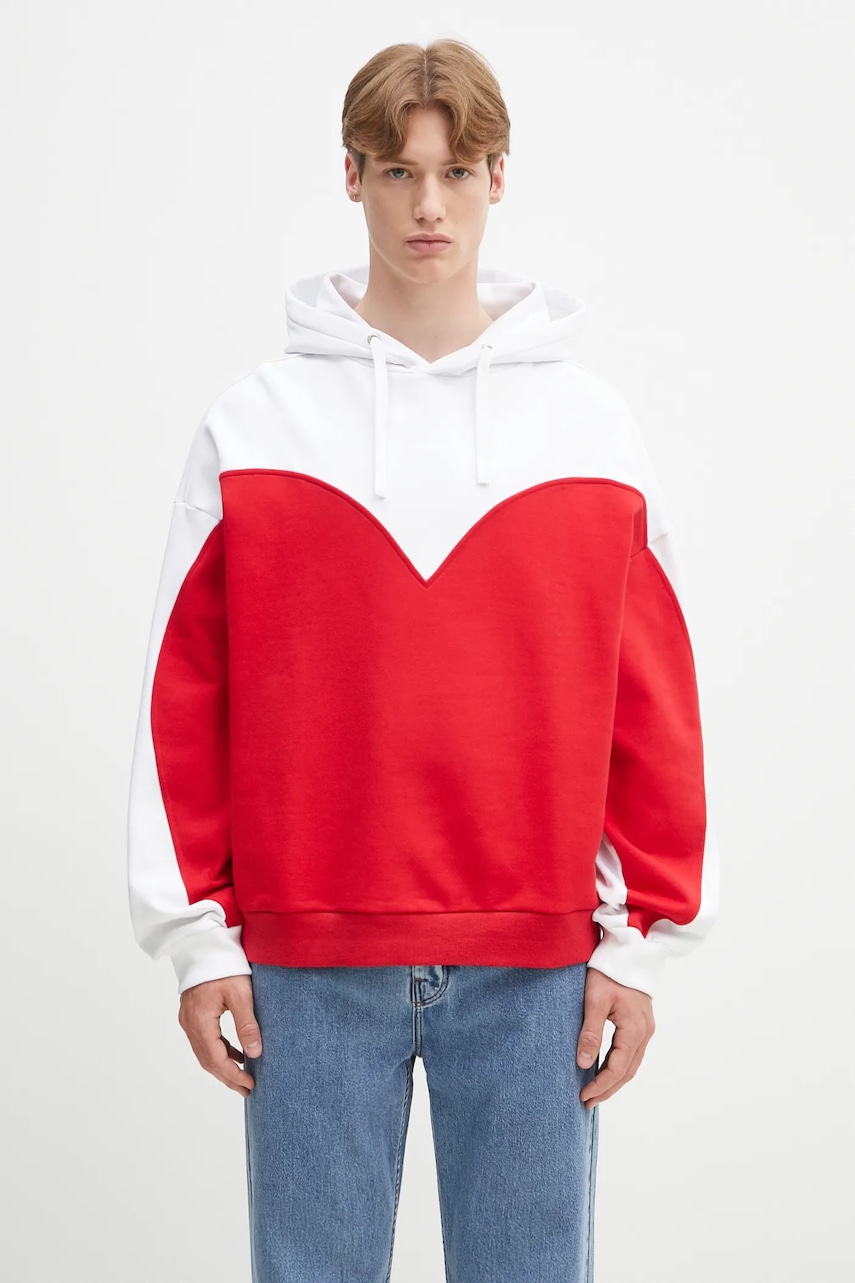 Fiorucci hanorac de bumbac Heart Relaxed Fit culoarea alb, cu glugă, cu imprimeu, U02SPSHO092CJ05RD01