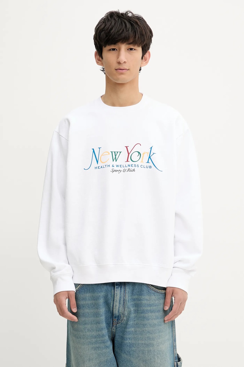 Bavlněná mikina Sporty & Rich Ny 94 bílá barva, s potiskem, ST071622034WH57