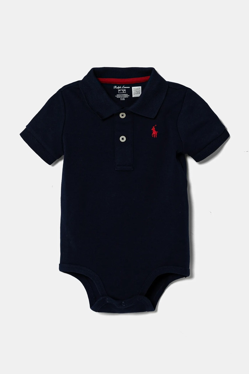 

Бебешко боди от памук Polo Ralph Lauren 3.207E+11, Тъмносин