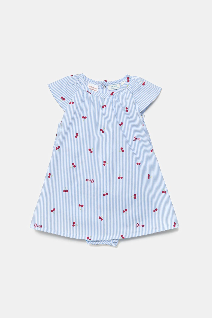 Levně Kojenecké šaty Guess modrá barva, mini, áčková, S5GG02 WFBM0