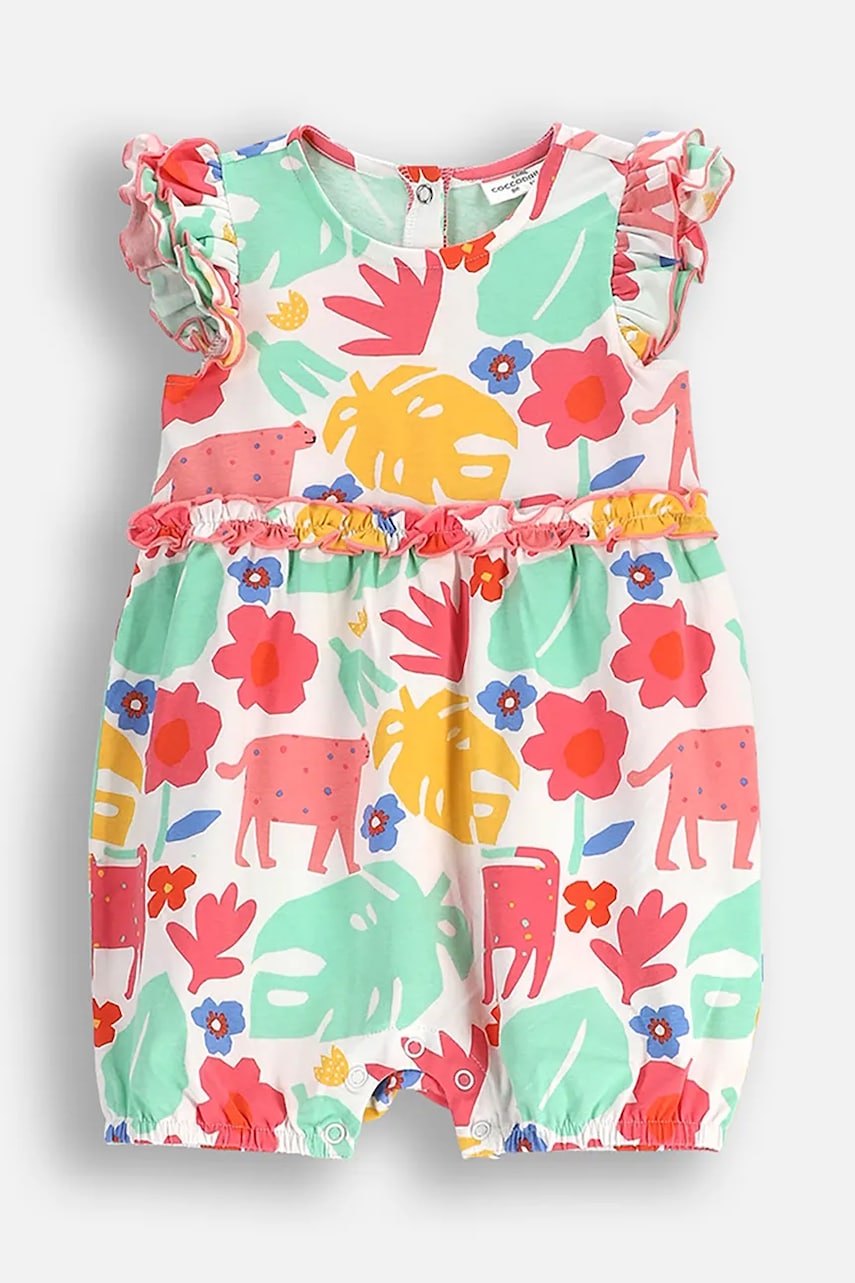 Levně Dětské bavlněné dupačky Coccodrillo TROPICAL STORY GIRL NEWBORN