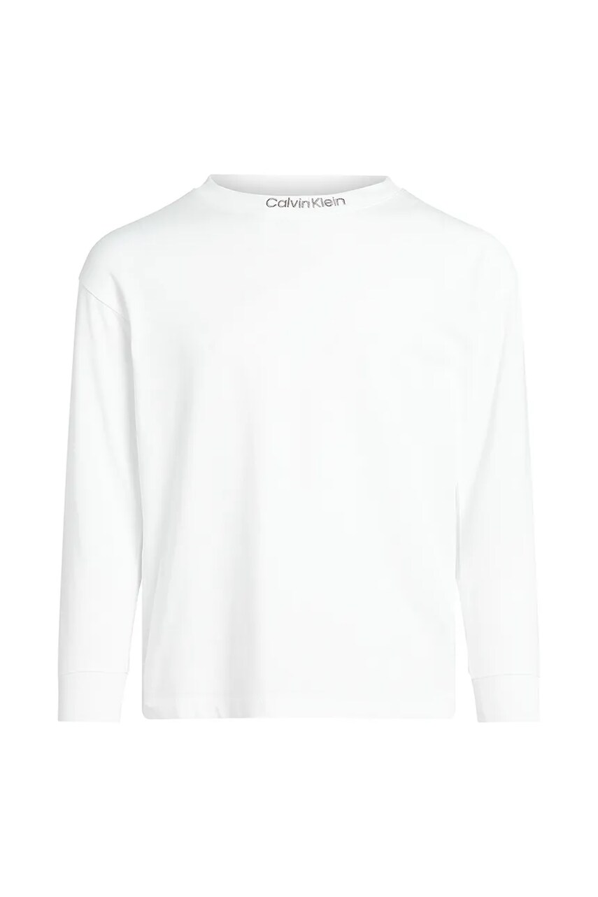 Levně Dětské bavlněné tričko s dlouhým rukávem Calvin Klein Jeans bílá barva, IB0IB02354
