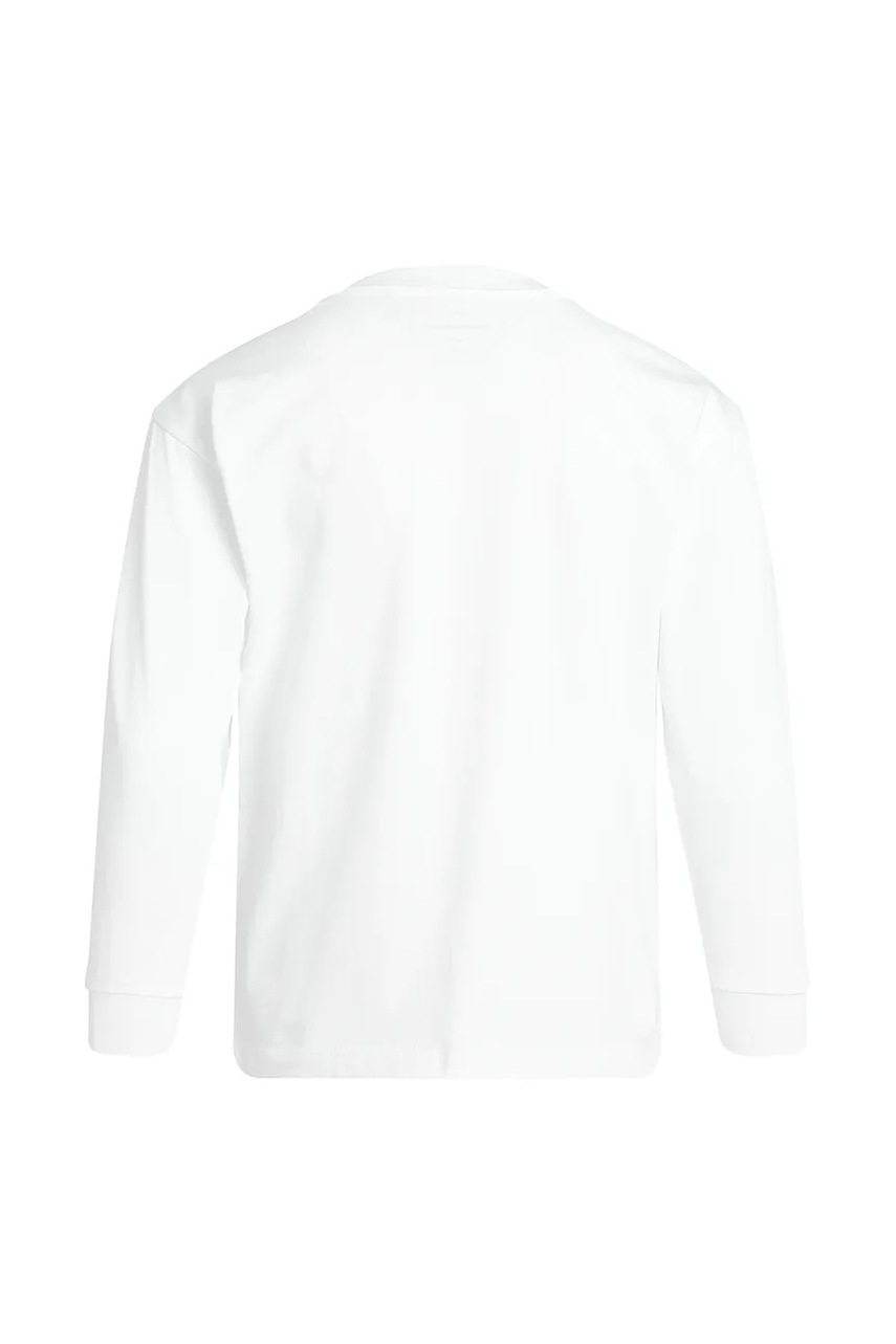 Хлопковый детский лонгслив Calvin Klein Jeans цвет белый однотонный IB0IB02354 Хлопковый детский лонгслив Calvin Klein Jeans цвет белый однотонный IB0IB02354