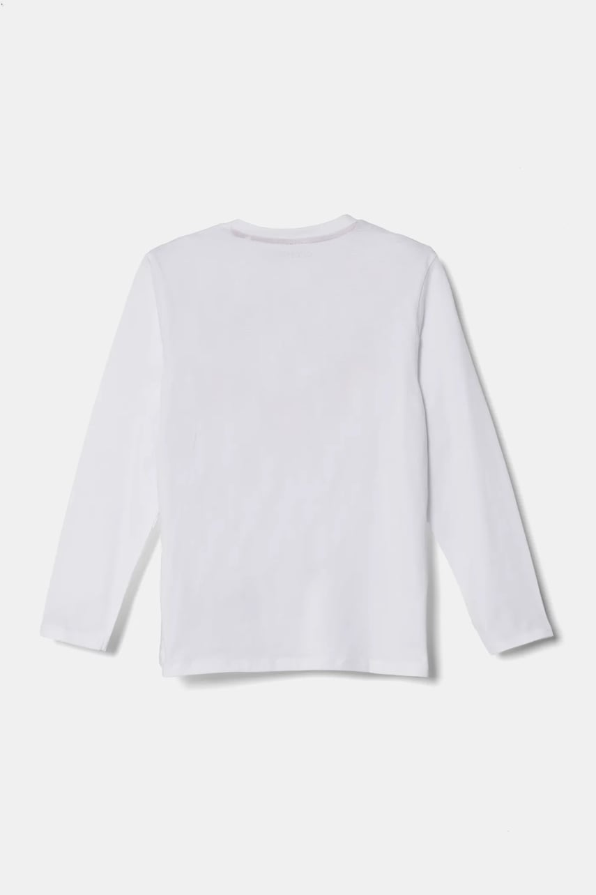 Хлопковый детский лонгслив Guess цвет белый с принтом L5RI03 K8HM4 Хлопковый детский лонгслив Guess цвет белый с принтом L5RI03 K8HM4