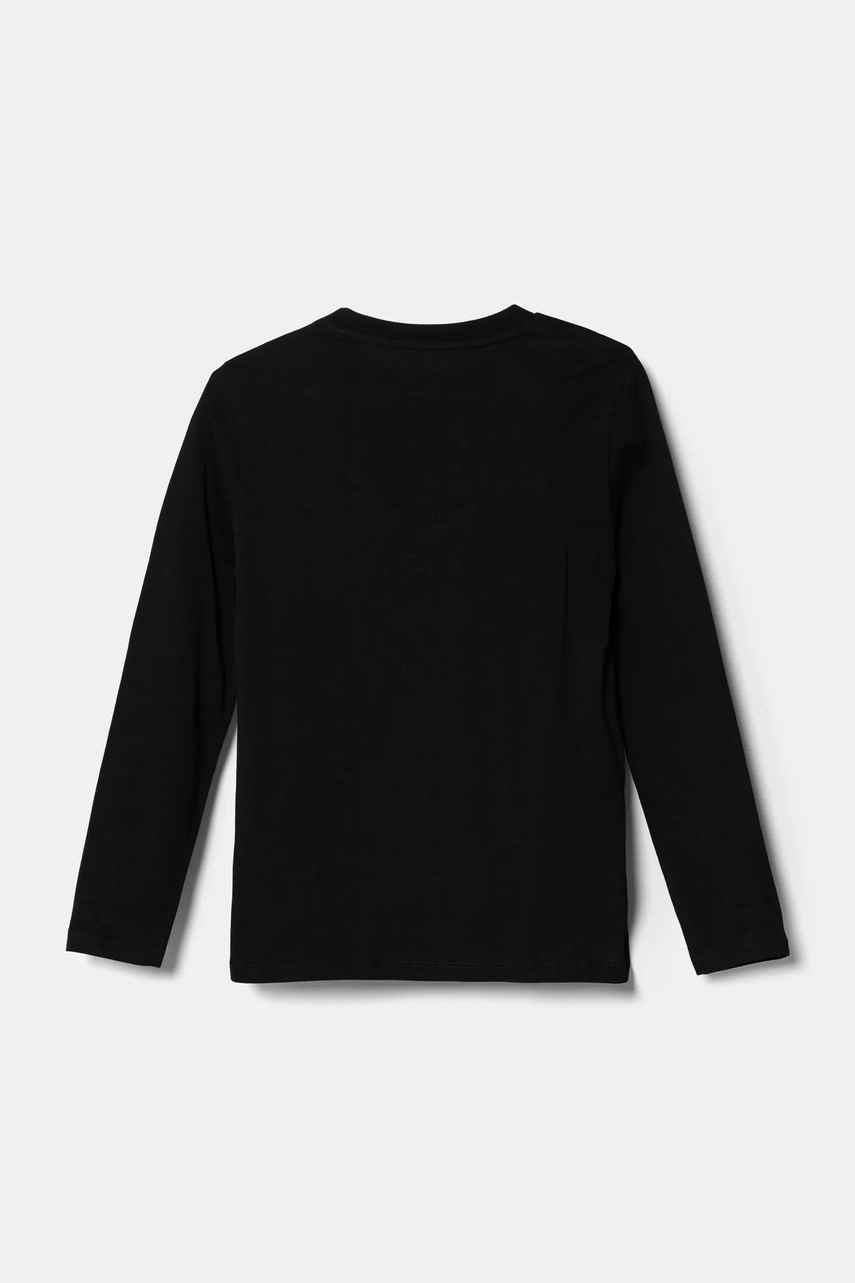 Хлопковый детский лонгслив Guess цвет чёрный с принтом L5RI03 K8HM4