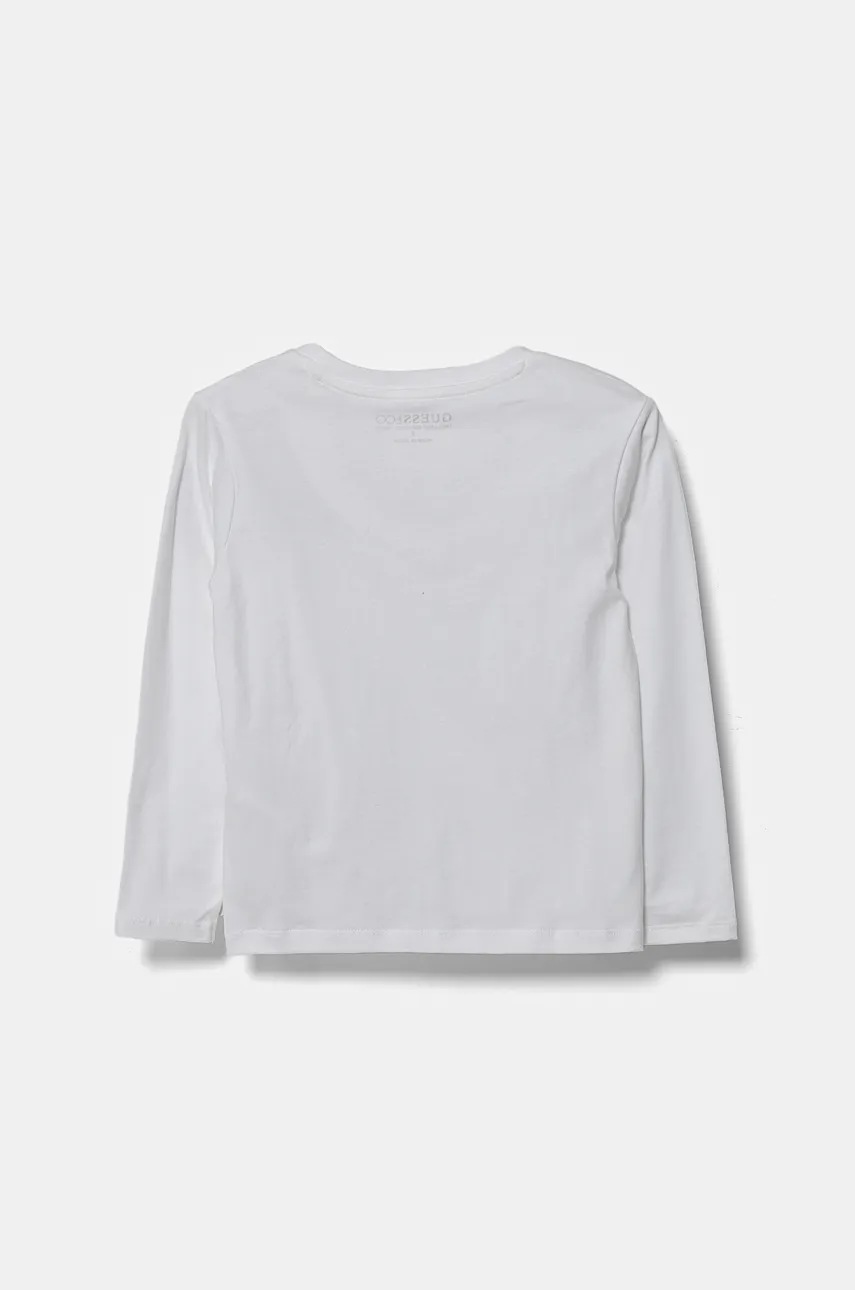 Хлопковый детский лонгслив Guess цвет белый с аппликацией N4BI06 I3Z14 Хлопковый детский лонгслив Guess цвет белый с аппликацией N4BI06 I3Z14