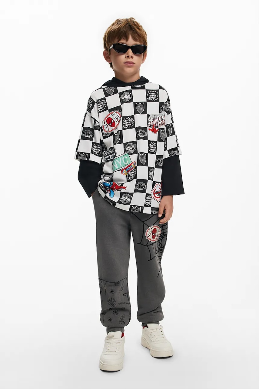 Desigual longsleeve din bumbac pentru copii culoarea alb, modelator, 25SBTK02 Desigual longsleeve din bumbac pentru copii culoarea alb, modelator, 25SBTK02