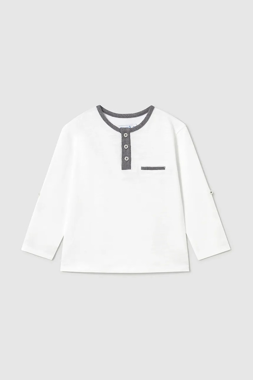 Mayoral longsleeve din bumbac pentru bebeluși culoarea gri, neted, 1067 Mayoral longsleeve din bumbac pentru bebeluși culoarea gri, neted, 1067