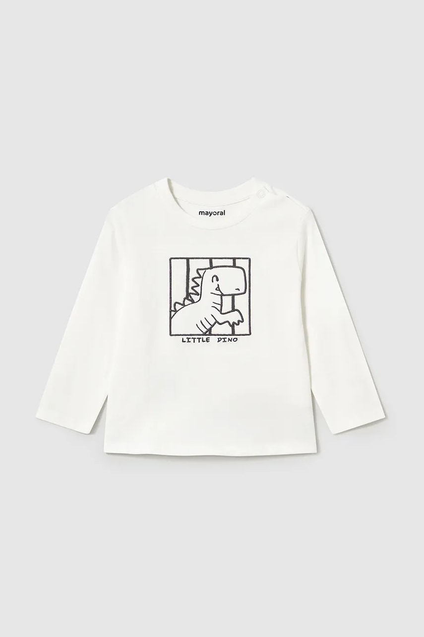 Mayoral longsleeve din bumbac pentru bebeluși culoarea bej, cu imprimeu, 1068 Mayoral longsleeve din bumbac pentru bebeluși culoarea bej, cu imprimeu, 1068